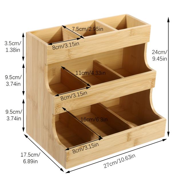 TEMU Bamboo Storage Container, Tea Bag Rack, Desktop Storage Rack, Seasoning Packaging Storage Box, Tableware Storage Box, Tea Bag Storage Rack