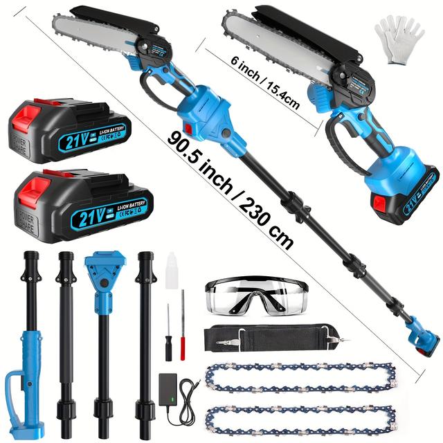TEMU 21v Battery-powered Pole Saw, A Cordless Pole Saw And Mini Chainsaw 2-in-1, Reaching .5 Feet.