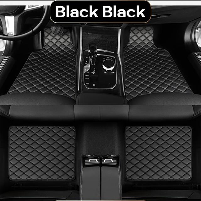 TEMU 4pcs Set Universal Faux Pu Faux Pu Leather Car Floor Mats - Durable And Stylish, Car Front And Rear Seats Floor Mats, Car Interior Additions