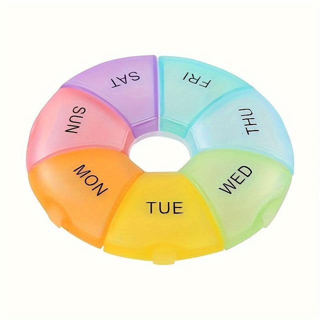 TEMU Portable 7-day Pill Organizer, Colorful Medicine Storage Box, Pill Case