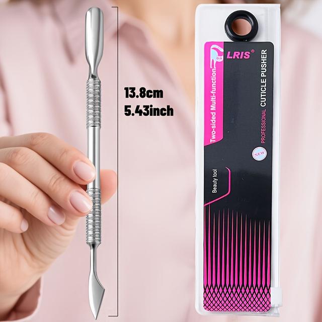 TEMU 1 шт. Професійний пушер для кутикули з нержавіючої сталі – двосторонній інструмент для догляду за нігтями, для видалення мертвої шкіри, для манікюру та педикюру, без запаху