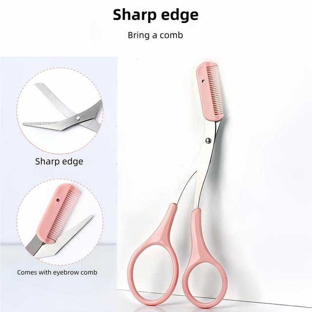 TEMU Második Generációs Fejlesztett Kétkezes Szemöldökvágó Beépített Fésűvel - Rozsdamentes Acél Precíziós Vágóolló Tökéletes Szemöldökhöz, Illatmentes Fém Eszköz