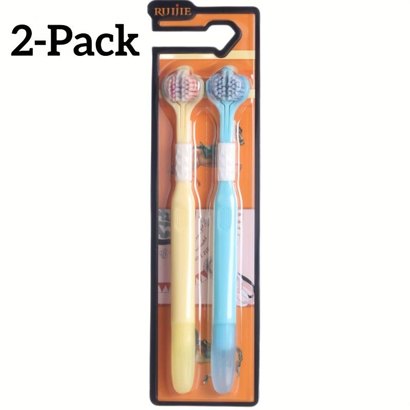 TEMU 2-pack 4-sided Pet Toothbrushes For - Soft Bristles, Dog Toothbrush For Dog, Oral Cleaning, Non-slip Handle