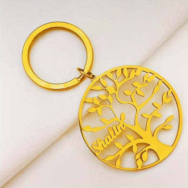TEMU Personalized Tree Of Life Keychain, Custom Keychain, Stainless Steel Jewelry, Couples Christmas Gift, For 1-8 Names