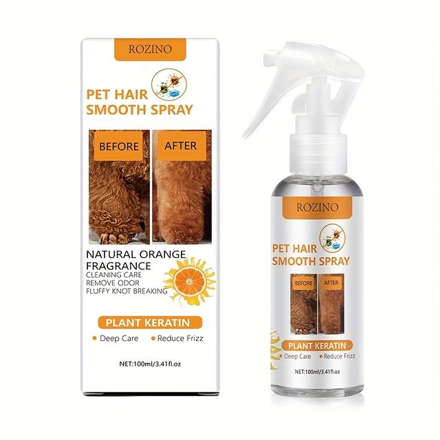 TEMU Autumn/winter Pet Hair Smoothing Spray 100ml, With Multiple Natural Moisturizing Ingredients, Lightweight Texture, Instantly Frizz, Provides Immediate , Eliminates And , Cares For Fur,