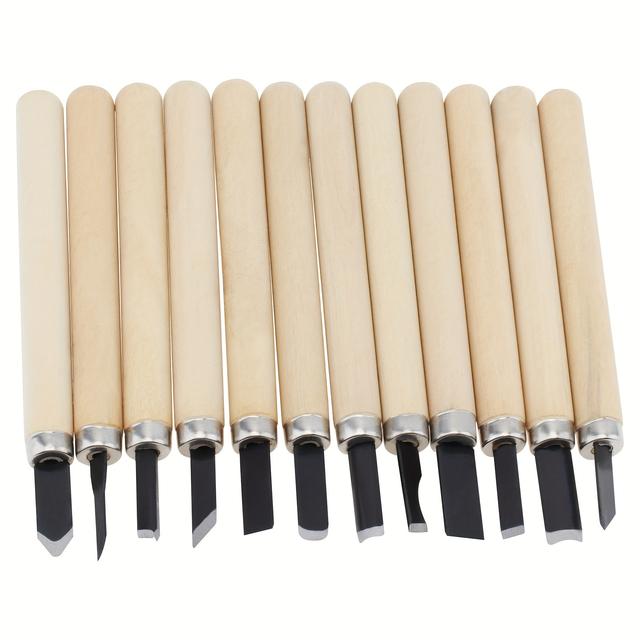 TEMU 12pcs Professional Wood Carving Chisel Set - High Carbon Steel, Ideal For Woodworking & Industrial Use By Epathchina
