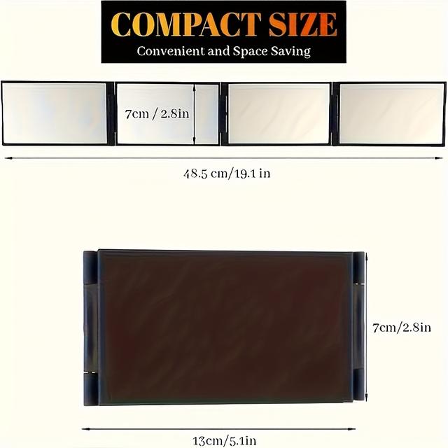 TEMU 1pc/four-fold Handheld Mirror - Four-sided Easy Folding Portable Makeup And Travel Mirror, Compact For Use