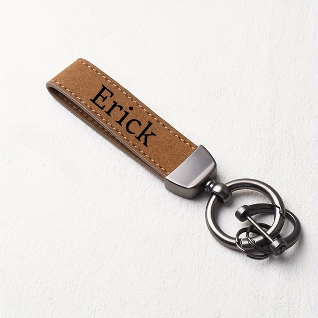 TEMU Personalized Men's Business Keychain - Laser Engraved Name, Durable Leather, Available In 6 Colors - Suitable For Professional And Casual Use - Perfect Gift For Father's Day And Valentine's Day.