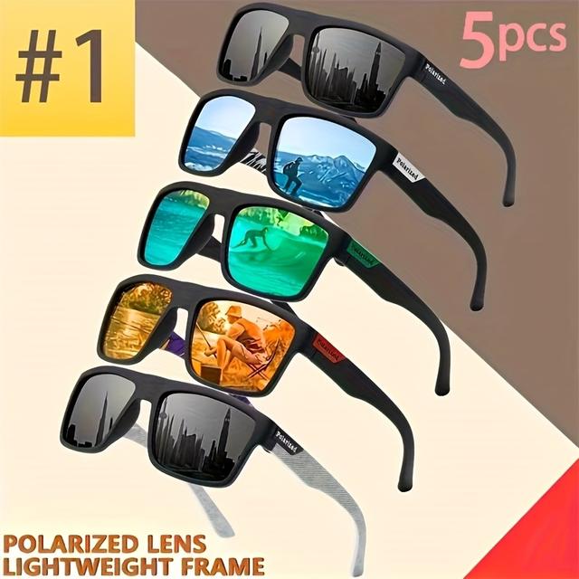 TEMU 's And Women's Fashion Collection Lightweight Frame Glasses 5 Pairs 2025 New Glasses With Pc Lenses And Metal Hinges A Must-have For Holiday