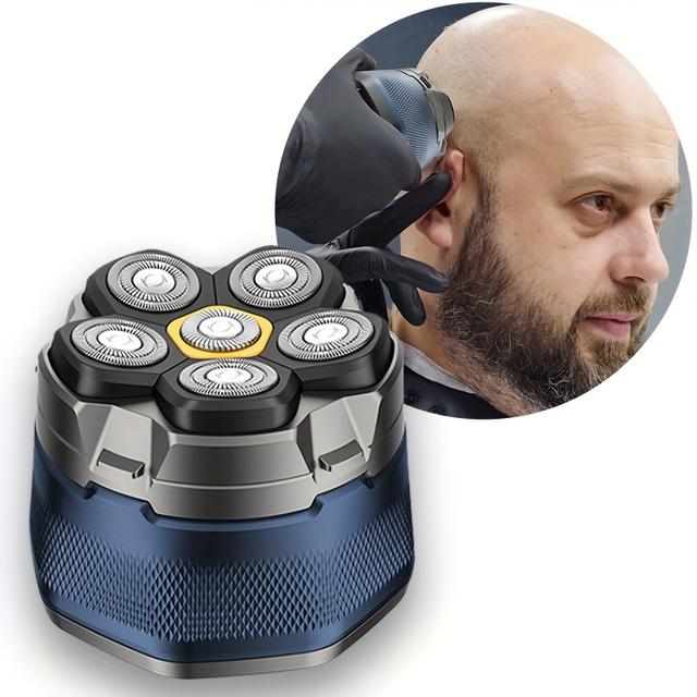 TEMU Electric Head Hair Shaver, Head Shaver With 6 , Rechargeable Shaver For Men - Perfect For Bald Heads, Ensures A , Includes Hair Clipper, Trimmer