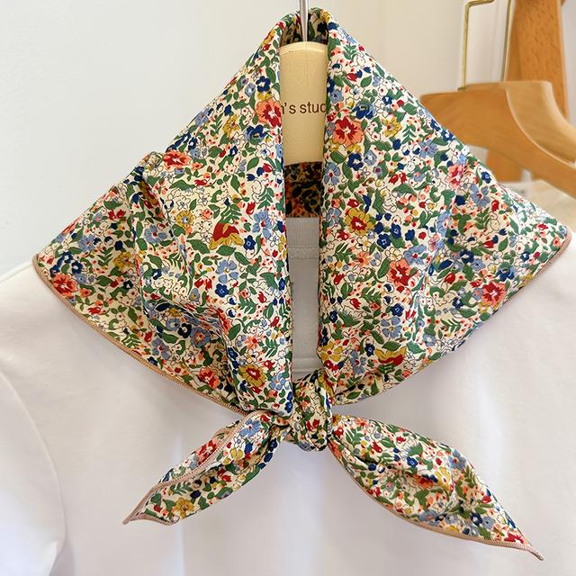 TEMU 여성용 우아한 플로럴 스카프 - 가벼운 논스트레치 삼각 스카프, 블루, 그린, 레드, 옐로우, 화이트 플로럴 패턴 - 봄/가을 일본 패션 액세서리, 포멀 & - 손세탁/드라이 클리닝 - 파라글라이딩을 위한 다용도 넥 랩