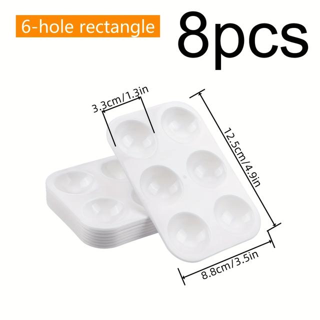 TEMU Set Of 8 White Trays, Ideal For Watercolor Painting, Art Parties, And Crafts