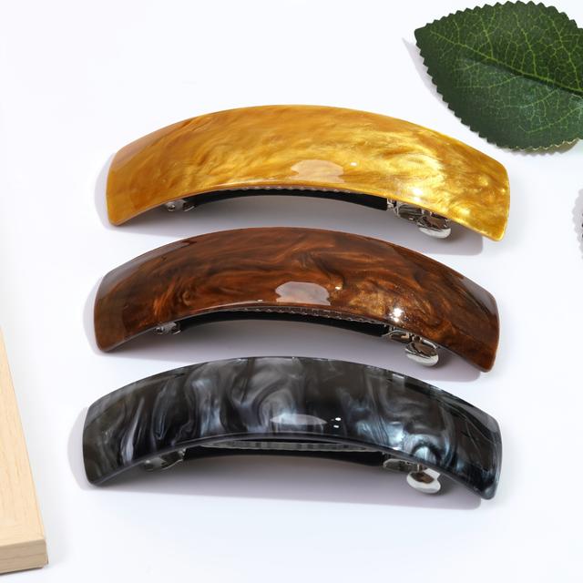 TEMU 3pcs Vintage Oval Acrylic Hair Barrettes With Crystal, Color Matching, Valentine's Day Gift