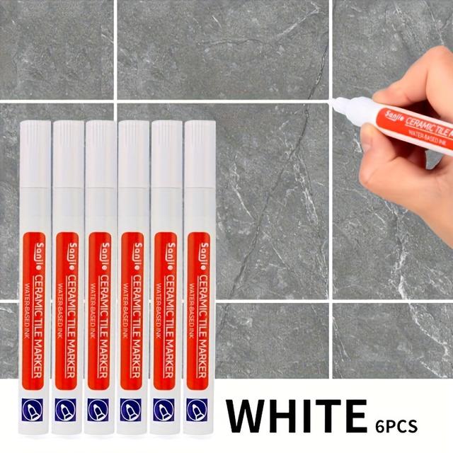 TEMU 6 stuks Waterdichte Tegelreparatiepen - Snelle, Witte Kitmarker voor Badkamer & Keuken Make-overs