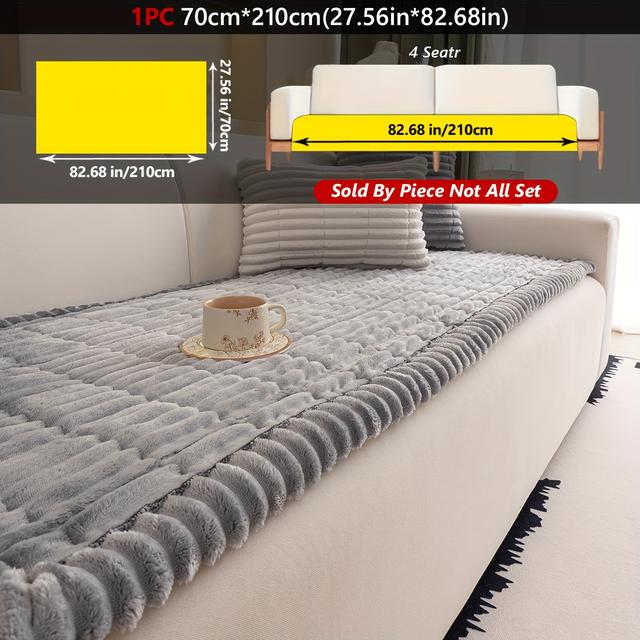 TEMU 1pc Thickened Plush Sofa Cushion Pad - Flannel Quilted Non-slip L-shaped Sectional Protector, Machine Washable & , Pet-friendly Fit For 2/3/4-seater Couches, Bed-like ()