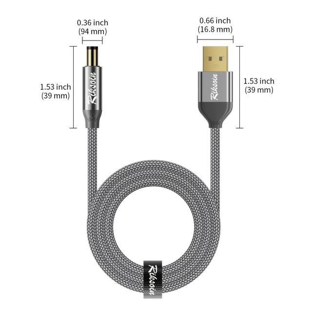 TEMU USB-кабель для живлення 5V, кабель USB-A з роз'ємом 5.5 мм для зарядки, сумісний з роутерами, оптоволоконними пристроями та іншим