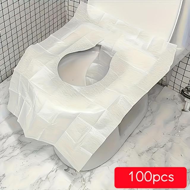 TEMU 100pcs Disposable Toilet Seat Covers, Portable Travel Toilet Paper, Bathroom Tissue