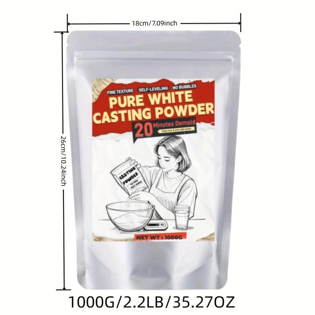 TEMU مسحوق جص للصب 3000 جرام | أبيض نقي، جص للصب، صلب بالهواء وعديم الرائحة، خالٍ من الفقاعات، مادة صب للقوالب، مسحوق صب لتخفيف الحواف للأعمال اليدوية والنمذجة والتركيب