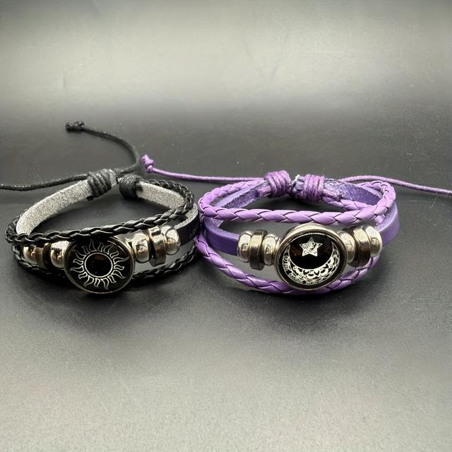 TEMU Un conjunto de 2 pulseras luminosas y elegantes hechas a mano para parejas y . Un regalo de joyería brillante para amigos, perfecto para festivales de música, y .