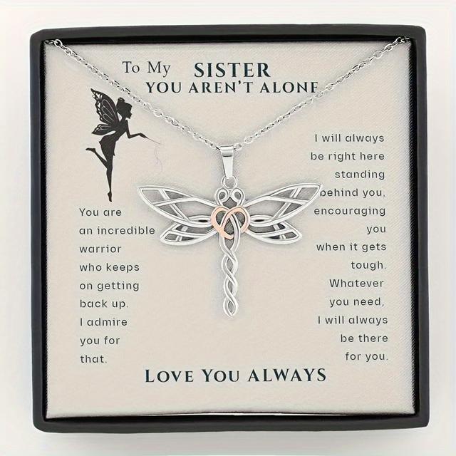 TEMU To My Sister You Are Dragonfly Necklace Surgery Patients Gift Gift Box Card