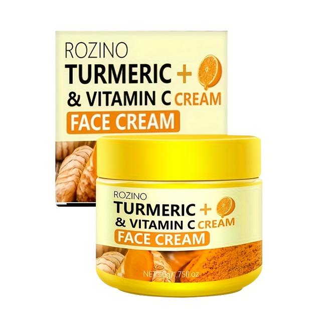 TEMU 50g Turmeric+vitamin C Face Cream Moisturizes The Facial Skin, Leaving The , Tender, Shiny, Elastic, Rich In Turmeric Vitamin C, Leaving Dry And Rough Skin To Be Easily Absorbed