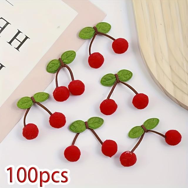 TEMU 30/50/100개입 고탄력 윈터 헤어볼 쌍 볼 의류 장식용 공 장식 볼 머리핀 고무 밴드 귀걸이 체리 장식 푹신한 공