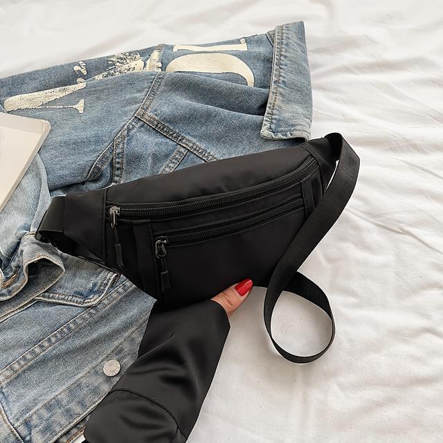 TEMU Women's Waist Bag, Vintage Fashion Casual Lightweight Nylon Solid Color Minimalist Women's Shoulder Bag, Outdoor Sports Chest Pack Waist Bag, Adjustable Strap