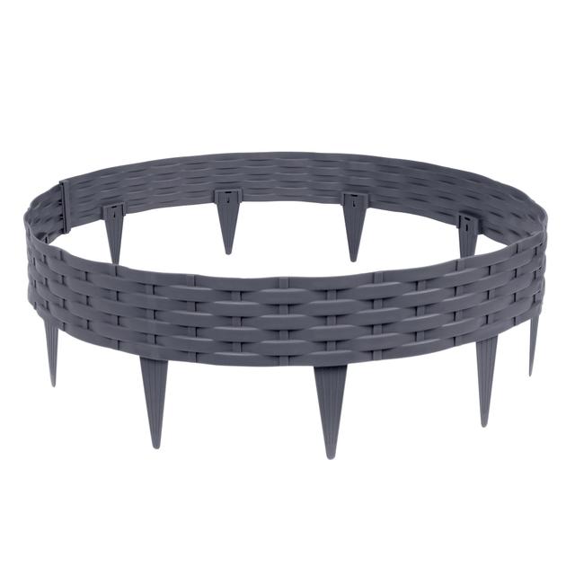 TEMU Flexibler Rasenrand 100cm Pflasterkante Rattanoptik Blumenbeetumrandung Kunststoffkante für Gartengestaltung Palisadensatz Ersatz für Rasenkantensteine