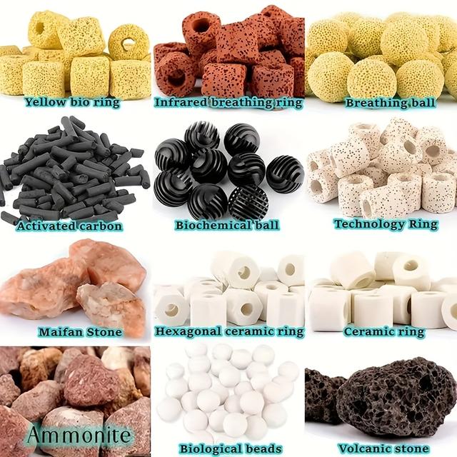 TEMU 420 Grams Of 12-in-1 Aquarium Filtration Media Set - Bio Balls, Ceramic Rings, A Filtration System For Fish Tanks And , Water Quality