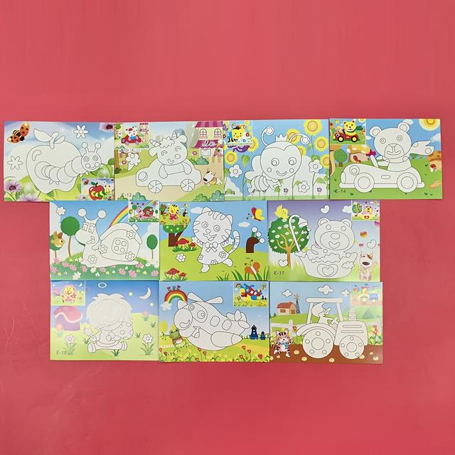 TEMU 10pcs Eva Foam 3d Decal Stickers - Craft Project | Cartoon Animal Educational Stickers | Children's Painting Kit | Activity Set, Fun Gift For Hands-