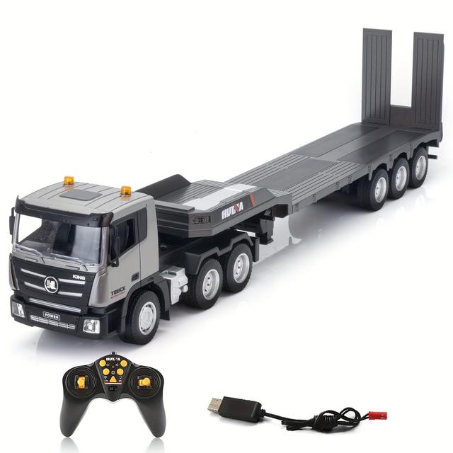 TEMU Remote-controlled Construction Toy, Electric Alloy Transport Vehicle, 1:24 Scale Remote-controlled Dump Truck With Lights, Creative Gift For Birthdays And Holidays