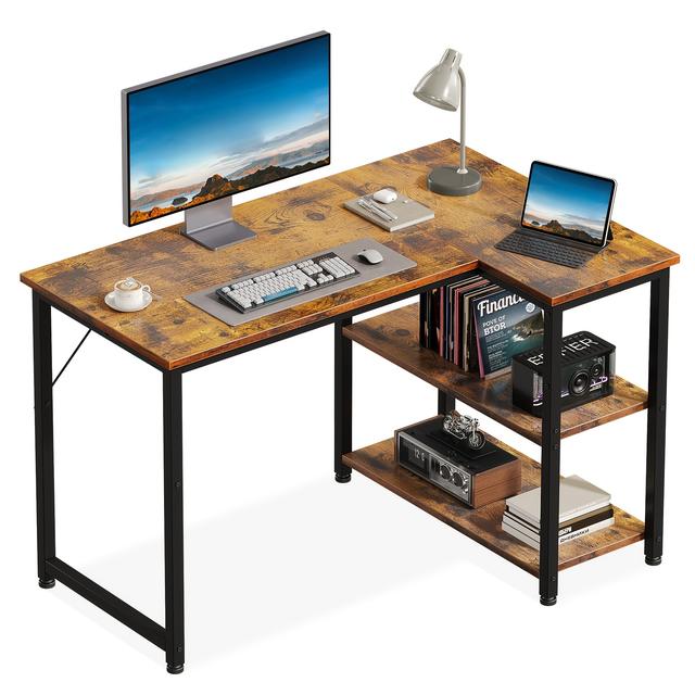 TEMU L-shaped Reversible Desk In Featuring A Storage Compartment, Ideal For Saving Space In A For Home Office