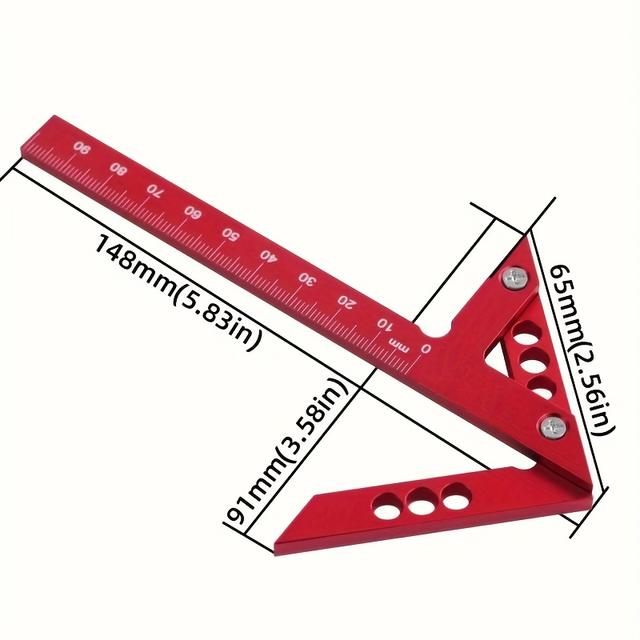 TEMU Aluminum Alloy Carpenter Woodworking /90 Degree Center Finder Miter Triangle Ruler With T-type Scriber Multi Angle Layout Measuring Tool Kit