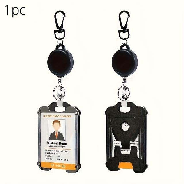 TEMU Portatarjetas retráctil 2D con carrete y tarjetero para identificación - Portatarjetas vertical táctico, plástico duradero, para uso en oficina y exteriores, carrete de plástico duradero