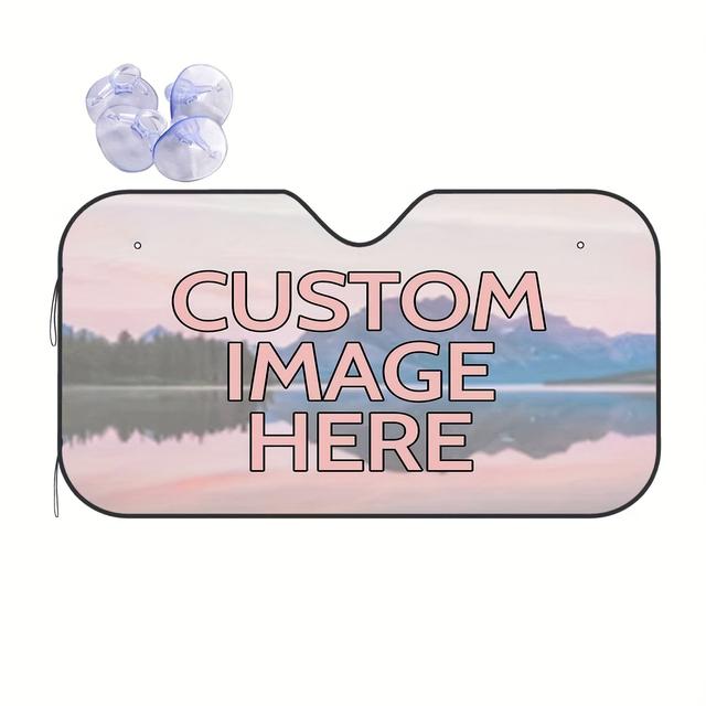 TEMU Custom Personalized Sunshade With Photo For Most Car Vehicle Windscreens - 2d Flat Printing, 2d Flat