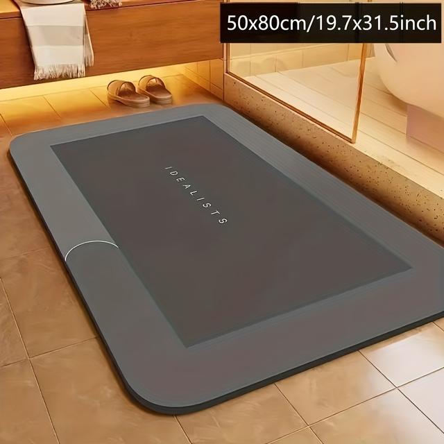 TEMU Super Absorbent Diatomite Bath Mat - Quick-dry, Non-slip Floor Mat For Bathroom And Kitchen, Machine Washable With Elegant Textured Design