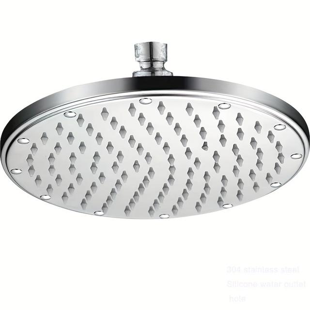 TEMU Stainless Steel Shower Head - Ceiling/hanging Mount, Round, Polished Finish, Rain Flow Setting, High-durability No-power Bathroom Shower Accessory