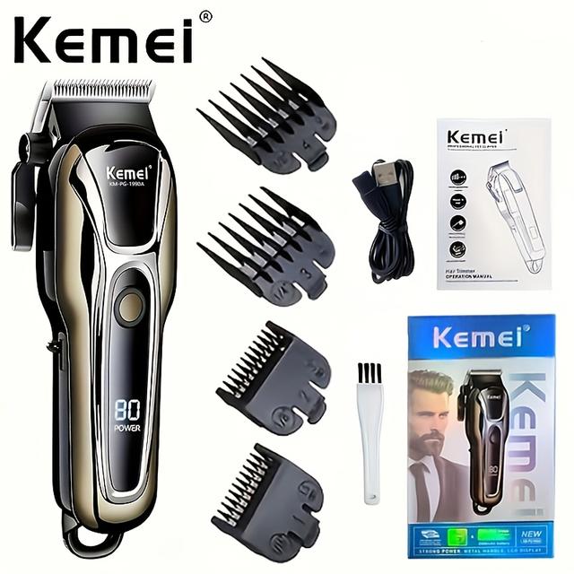 TEMU Kemei KM-PG1990A USB Újratölthető Elektromos Hajvágó, Professzionális Trimmer Férfi Hajvágásokhoz