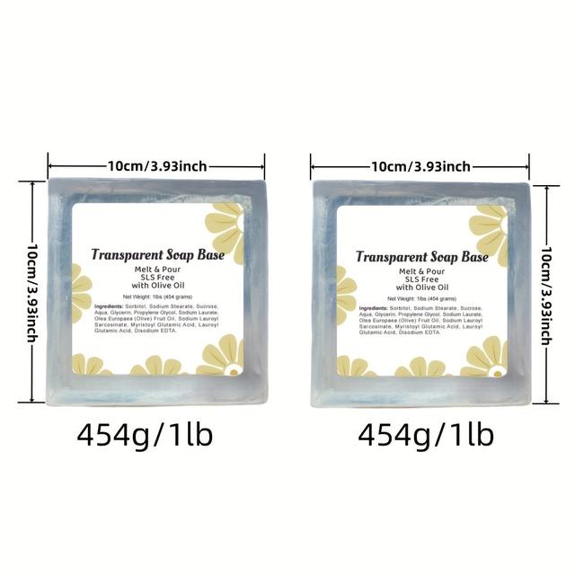 TEMU 2 Pieces Of 454 Grams Or 1 Pound Of Glycerin Soap Base, Hydrating, Won't Dry Out The Skin, Perfect For Crafting Fresh Homemade Soap