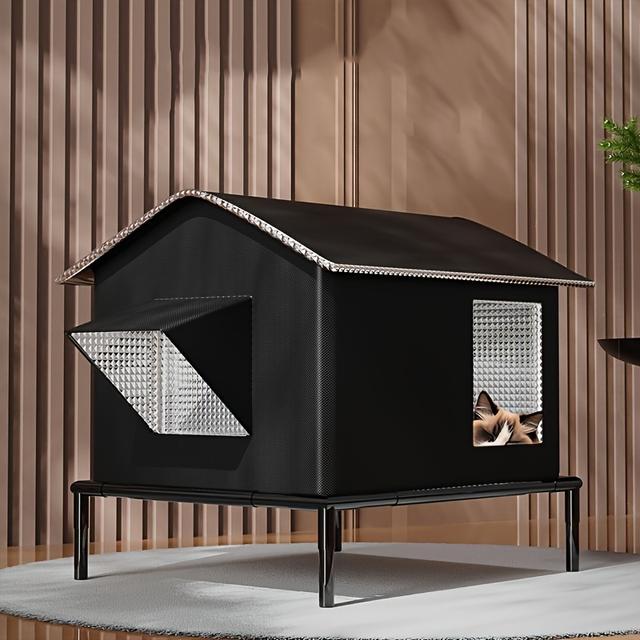 TEMU Outdoor Shelter - Spacious Design With Air Conditioning And Refrigerator, Bite-resistant Material, Pet House | Cozy Insulated Cat Bed