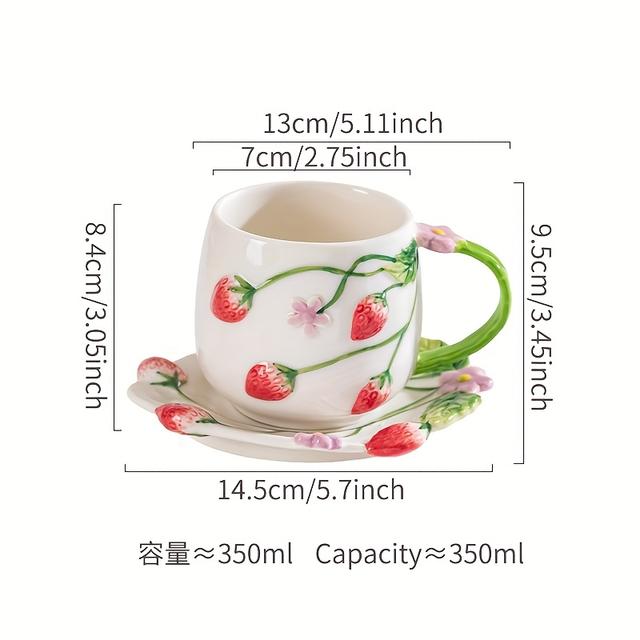 TEMU Handbemalte Keramik-Kaffeetasse, Unterglasur-Frühstücksmug und Design-Porzellanset