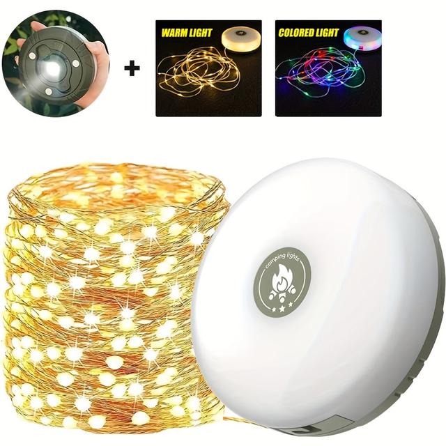 TEMU Led Camping String Lights, Usb Rechargeable String Lights With Magnetic Base, Suitable For Camping, Patio, Tent, Holiday Party, 8 Lighting Camping Led Lights