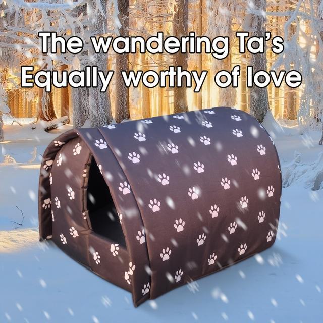 TEMU Modern Oxford Cloth Cat House & Condo, Waterproof Outdoor Cat Shelter, Uncharged, Easy Assembly, With High Sponge, For All