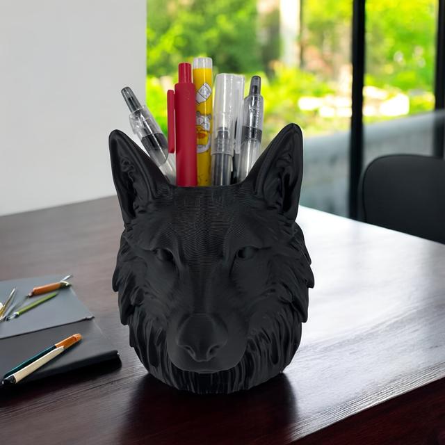 TEMU Wolf Pen Cup, Black Wolf Pencil Cup, Desktop Organizer, Pen Holder, Marker Cup, Wolf Organizer