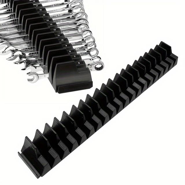 TEMU Modular Wrench Organizer Box With Labeled Slots For Sae And Metric Tools - Solution For Garage And Workshop Use, Portable Tool Organizer Case For Wrenches And Sockets, Can 20 Tools