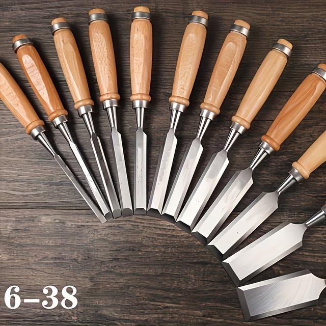 TEMU 12pcs Wood Carving Chisel Set With Ergonomic Handles, Sharp Steel Tools For Work