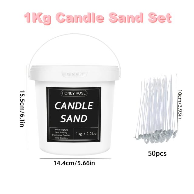 TEMU 1kg/2.2 Lb Pearled Candle Sand In Bulk | Includes 50 Wicks, Scent-free Pearled White Wax, Long-lasting 130 Hours , Candle Sand, Reusable For Candle Making, Ideal For Wedding And Party Candles
