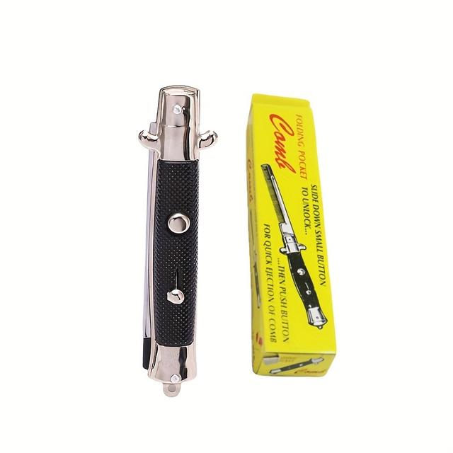 TEMU Men's Portable Hair Styling Tool Featuring A And A Spring-loaded Push-button Comb