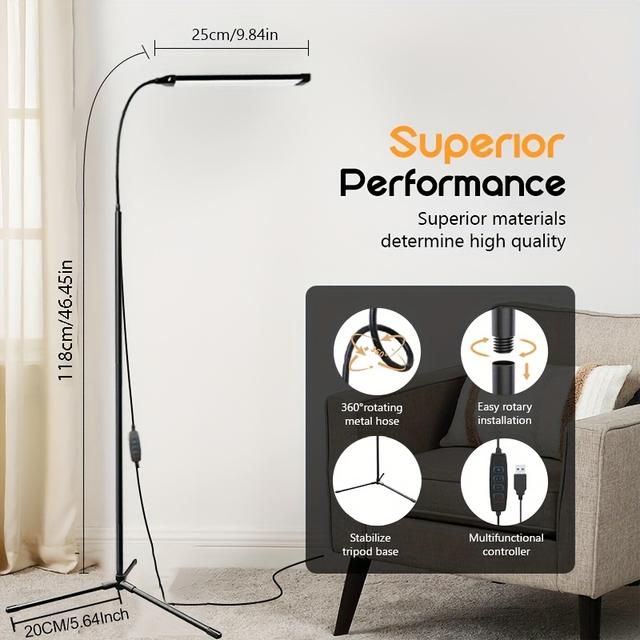 TEMU Led Bright Floor Lamp, Office Lighting For Office, Study, Tattooing, Eyelash Extension, Beauty Studio And More, 360° Rotatable Use, Usb Plug-in Convenient, Button Switch, Color Adjustment