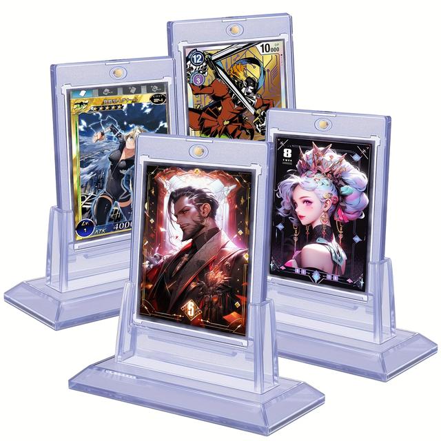 TEMU 4 Supports Magnétiques pour Cartes , avec Bases en Acrylique, Idéaux pour MTG, Cartes de Jeu, Cartes de Sport, Cartes de Football et Cartes de Baseball